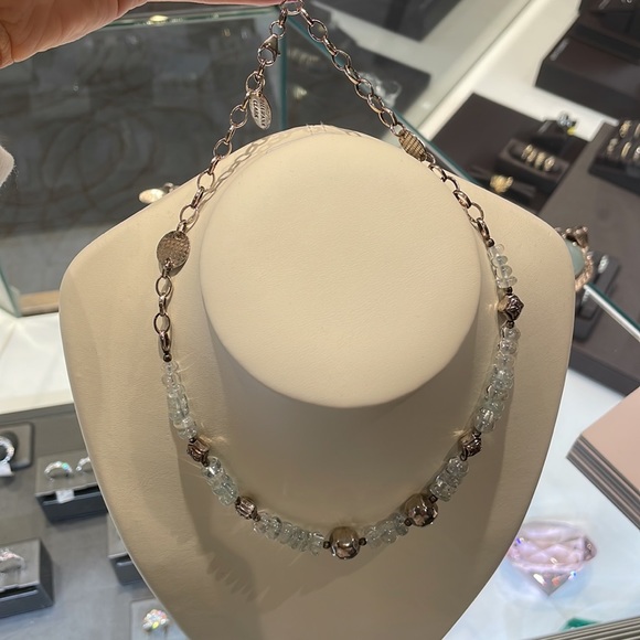 Sterling Silver Cabochon Aquamarine Necklace - Picture 2 of 2